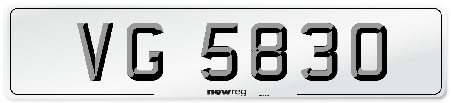 VG 5830 Number Plate from New Reg